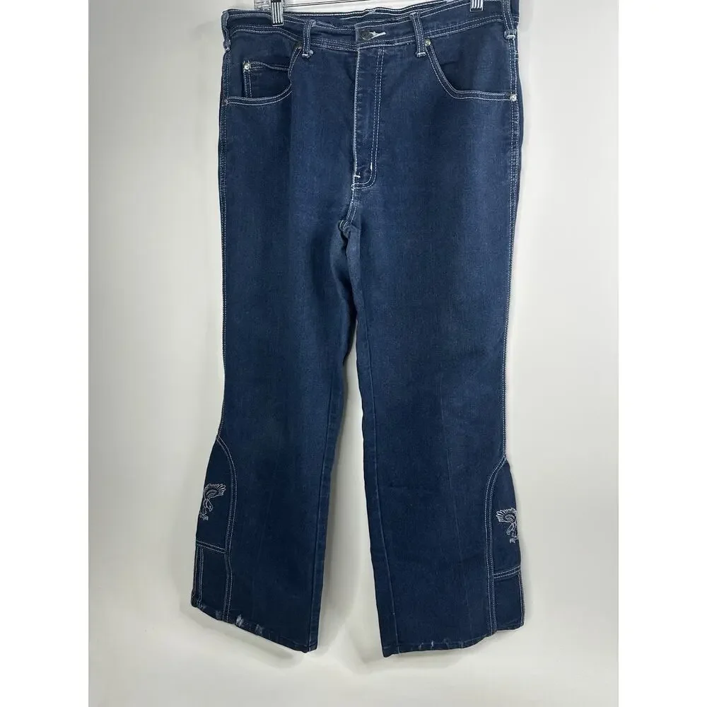 Sheplers Sz 36 Blue Boot Cut Eagle Embroidery Cowboy Ranch Y2K Rodeo Western